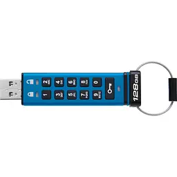 USB флеш накопичувач Kingston 128GB IronKey Keypad 200 AES-256 Encrypted Blue USB 3.2 (IKKP200/128GB) - мініатюра 2