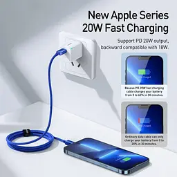 Кабель Baseus Crystal Shine Series Fast Charging Data Cable Type-C to iP 20W 1.2m CAJY000203 Blue - мініатюра 6