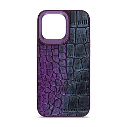 Кожаный чехол для Apple iPhone 15 Pro Max, Harder Glamorous Croco, фиолетовый, термополиуретан ТПУ + экокожа с имитацией кожи крокодила, панель, защита корпуса, противоударный, микрофибра, рамка вокруг камеры, защита всего корпуса, (ARM76767)