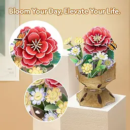 Тривимірна головоломка-конструктор Cubic Fun Flower Bouquet Camellia Букет квітів Камелія (W3302h) - мініатюра 5