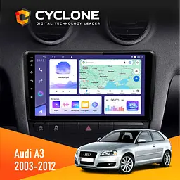 Штатна магнітола Audi A3 2003-2012 Cyclone C9-011 4x64, DSP Cyclone (НФ-00002020)