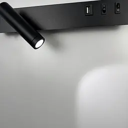 Чорне бра з поворотним спотом зліва + розʼєм USB Арт. WJ 028/2 R BK (правий) Line F - мініатюра 3