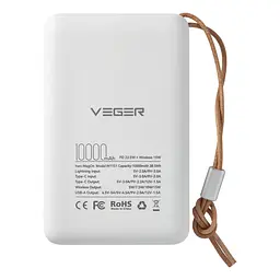 Зовнішній акумулятор VEGER 10000 mAh with wireless charging compatible with MagSafe PD QC3.0 2A 20W MagOn (VP1151 / W1151) white (VG-VP1151/W1151) - мініатюра 4
