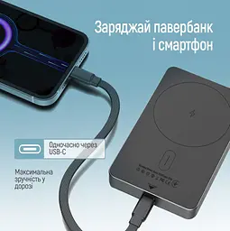 Повербанк Powerbank ColorWay PB-100LPA1BK-WPDD 10000mAh 15W MagSafe (USB-C PD 20W) Black - мініатюра 9