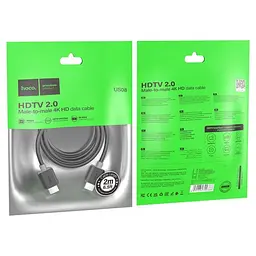 HDTV кабель HOCO US08 HDTV 2.0 male-to-male 4K HD data cable 2 метри чорний - мініатюра 4