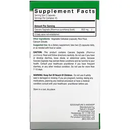 Каскара Саграда Nature's Answer Cascara Sagrada 850 мг 90 вегетаріанських капсул - мініатюра 3