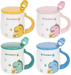 Кружка порцелянова "Dinosaur" з кришкою та ложкою Bona Ø8 см kuh0009765