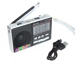 Радіоприймач з USB + Micro SD і акумулятором, Golon RX-2277, Срібло, з MP3 плеєром від флешки (ST)