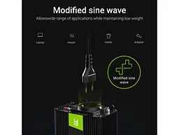 Перетворювач напруги інвертор Green Cell 12V на 230V 150W/300W - мініатюра 3