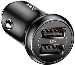 Автомобільний зарядний пристрій Baseus Gentleman 4.8A Dual-USB чорне (CCALL-GB01) - мініатюра 3