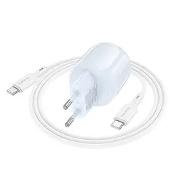 МЗП Borofone BA93A Lustrous PD20W+QC3.0 (1USB-A/1C) + кабель Type-C to Type-C Blue - мініатюра 2