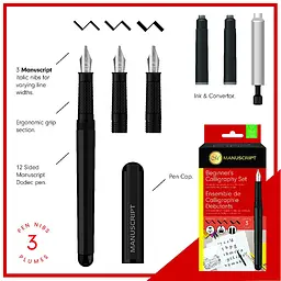 Набір для каліграфії Beginner’s Calligraphy Set (авторучка 3 пера конвертер) Manuscript - мініатюра 2