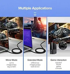 Кабель відео Ugreen HDMI 2.0 4K 3D 1М Black (ED030) - мініатюра 3