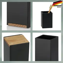 Стакан для зубних щіток Kela Cube 7х7х11 см чорний (23687) - мініатюра 2