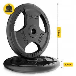 Диск металевий 4FIZJO 2 x 1.25 кг 26 мм Black (P-5905973401357) - мініатюра 4