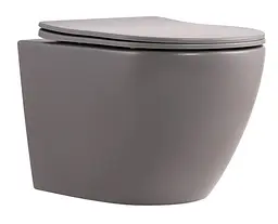 Унітаз підвісний Qtap Robin Ultra Quiet, Stone grey, з сидінням Slim Duroplast / Soft-close / Quick Release QTROB26SG48996