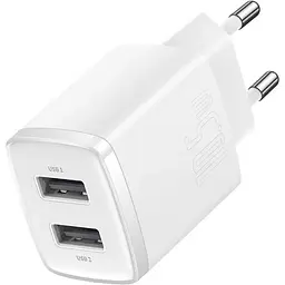 Зарядний пристрій Baseus Compact Charger 2U 10.5W EU white (CCXJ010202)