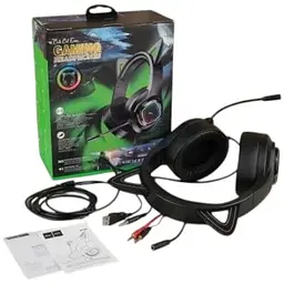 Навушники Hoco Cute cat luminous cat ear gaming headphones W107 чорно рожеві 6931474791252 - мініатюра 4