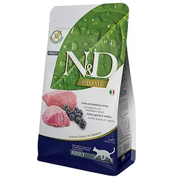 Беззерновий сухий корм для дорослих котів Farmina N&D Prime Grain Free Lamb & Blueberry Adult із ягням та чорницею 1.5 кг