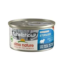 Повнораційний консервований корм Almo Nature для стерилізованих кішок з фореллю (85 гр.)