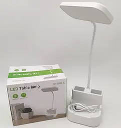 LED-лампа 4W сенсорна світлодіодна гнучка 28 см настільна акумуляторна 1200 мА з органайзером UKC 2209 біла - мініатюра 2