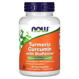 Куркумін з BioPerine NOW Turmeric Curcumin with BioPerine, 90 вегакапсул
