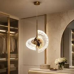 Дизайнерський підвісний LED-світильник Artlight 6114GD, золото, прозорі грановані пластини, 1 джерело світла - мініатюра 3