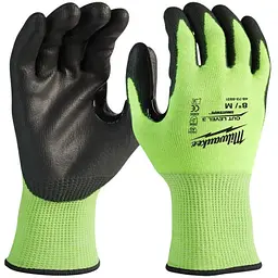 Рукавиці робочі сигнальні Hi-Vis Milwaukee з опором порізам 3/C рівня розмір 8/M 144 пари