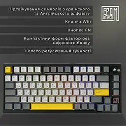 Клавіатура Epomaker TH80 SE Budgerigar V2 Black механічна бездротова (TH80-SE-B-BV2) - мініатюра 9