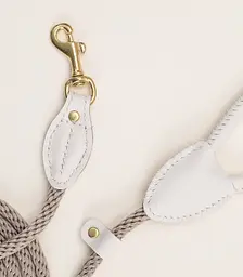 Шкіряний повідець для собак "Classy" молочний з бежевим канатиком 5м - мініатюра 3