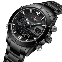 Наручний годинник чоловічий NaviForce Aviator Чорний (3531) - мініатюра 2