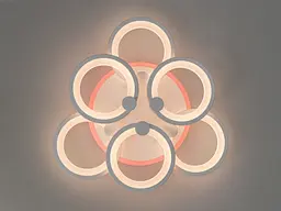 Люстра стельова LED Diasha 8022/3+3WH, 115W, 3200K-6500K, білий метал, з пультом диммером, сучасний стиль для дому - мініатюра 2
