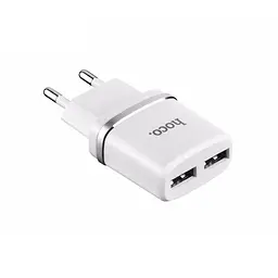 Мережевий зарядний пристрій Hoco 2USB C12 2.4A White + USB Cable XiaomicroUSB