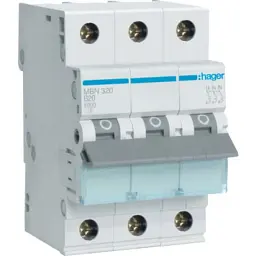 Автоматичний вимикач Hager 3-п. B 20A (6kA) 3M (B) (MBN320)