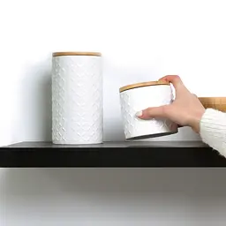 Ємність для зберігання МВМ My Home, 450 мл, біла (KP-18 S WHITE/WOOD) - мініатюра 6