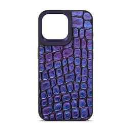 Кожаный чехол для Apple iPhone 15 Pro Max, Harder Kaiju Skin, синий, термополиуретан ТПУ + экокожа с эффектом текстуры монстра, панель, защита корпуса, противоударный, микрофибра, рамка вокруг камеры, защита всего корпуса, (ARM76847)