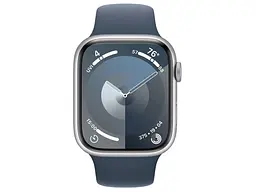 Смарт-годинник Apple Watch Series 9 GPS 45mm Silver Aluminum Case w. Storm Blue Sport Band - S/M (MR9D3) - мініатюра 2