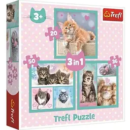 Пазли дитячі Trefl 3в1 Солодкі тварини 34862 50 шт Різнокольоровий shop (5900511348620)