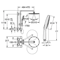 Душова система Grohe Rainshower Smartactive 27966001, Хром - мініатюра 2