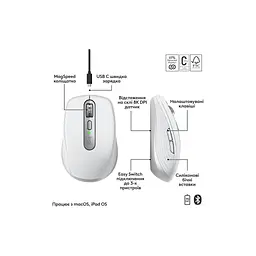 Мишка Logitech MX Anywhere 3S для MAC Wireless Pale Grey (910-006946) - мініатюра 3