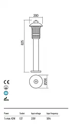 Стовпчик NORGE ST H825 E27 42W IP33 CF (4.1.1) Redo 9576 - мініатюра 3