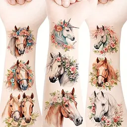 Набір тимчасових татуювань Коні Horses-20-01 розмір 6х6 см - мініатюра 4