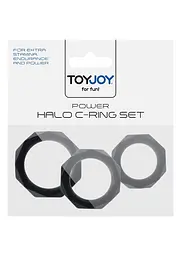 Набір ерекційних кілець ToyJoy Power Halo C-Ring Set (чорний) - мініатюра 3