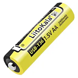Акумулятор AA LiitoKala USB-T36 2400 mAh пальчиковий Li-Ion із зарядкою від Type-C 1.5V Плоский плюс (19322)