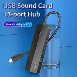 Хаб USB 3.1 Type-C -> 3xUSB 3.0/MicroUSB/3.5mm Sound Adapter чорний Vention - мініатюра 2