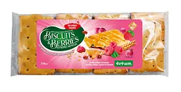 Печиво затяжне Житомирські ласощі з начинкою "BISCUITS & BERRIES" малина та родзинки 210 г * 8 шт