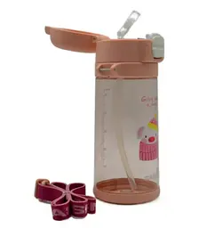 Пляшка для води Casno 690 мл KXN-1219 Рожева (Свинка) з соломинкою (KXN-1219_Pink) - мініатюра 5