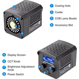 Студійне світло Puluz PU4119B 60Вт 2500-6500К CRI 95+ [163700] - мініатюра 3