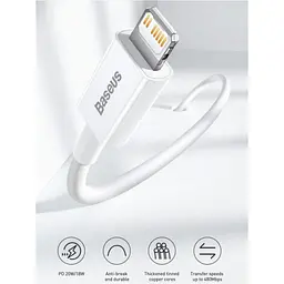 Кабель Baseus Superior Series USB-C to Lightning 20W 0.25m White (CATLYS-02) [111359] - мініатюра 7