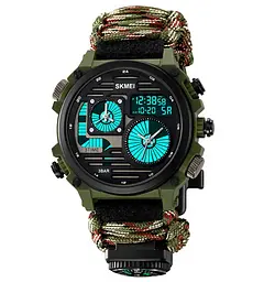 Годинник чоловічий наручний спортивний Skmei 2202 Paracord (Камуфляжний нейлоновий ремінець) - мініатюра 3